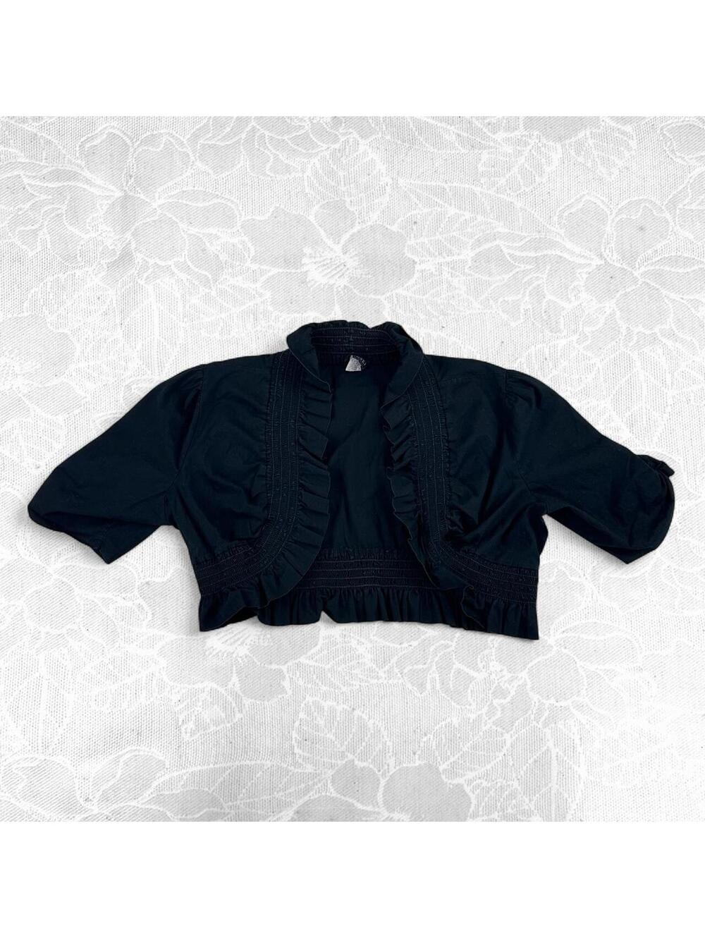 OBJEX Black Bolero Shrug with Ruffled Trim - Size 3X